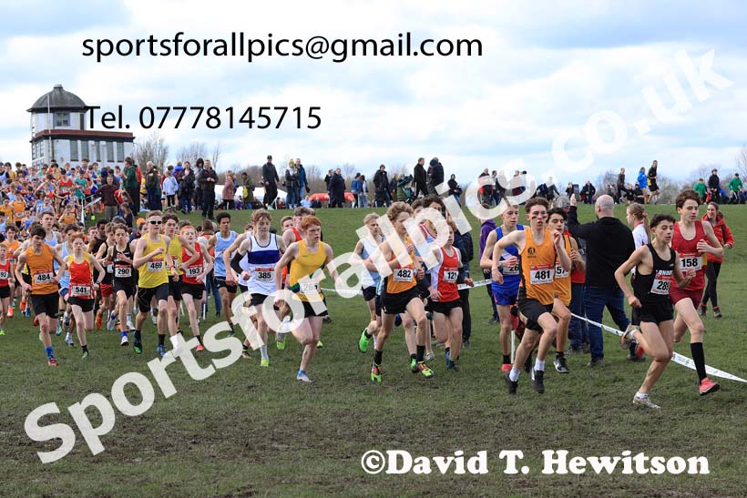 Junior Boys 2024 English Schools Cross Country Champs., Pontefract, March 16th.  Photo: David T. Hewitson/Sports for All Pics
